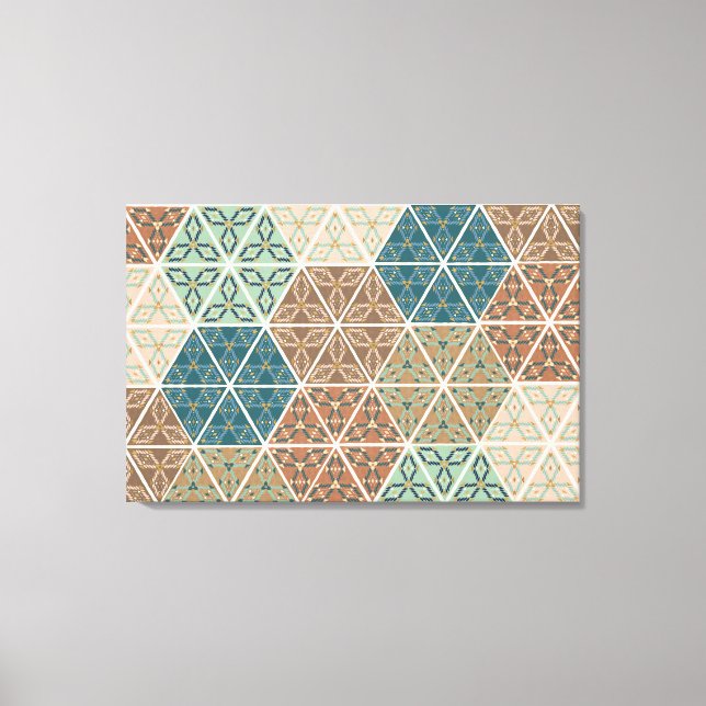 Outdoor Geo XI | Blue & Green Tribal Pattern Canvas Print (Front)