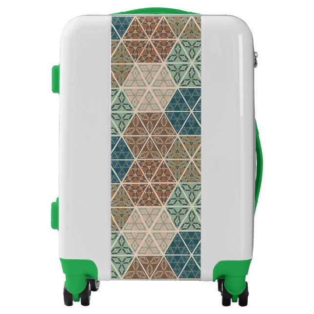 Outdoor Geo XI | Blue & Green Tribal Pattern Luggage (Front)
