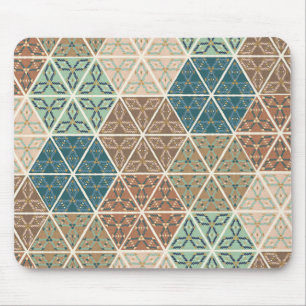 Outdoor Geo XI Blue & Green Tribal Pattern Mouse Pad