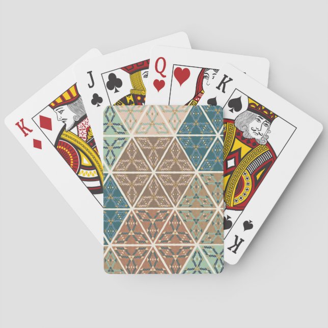 Outdoor Geo XI | Blue & Green Tribal Pattern Poker Cards (Back)