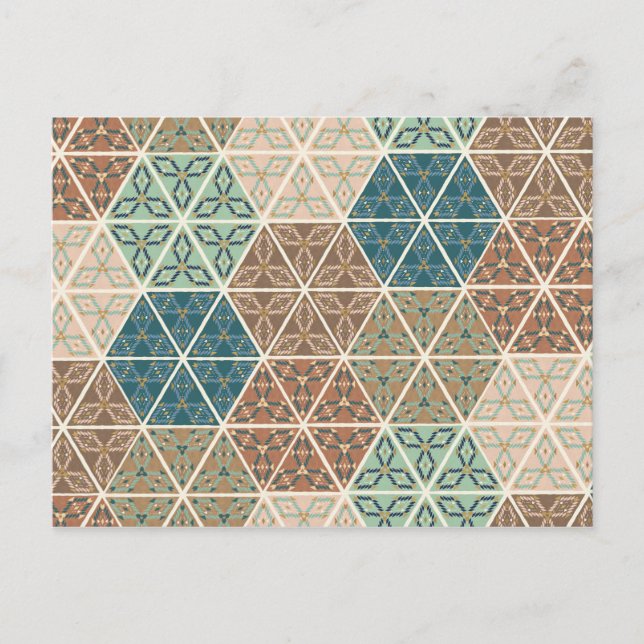 Outdoor Geo XI | Blue & Green Tribal Pattern Postcard (Front)