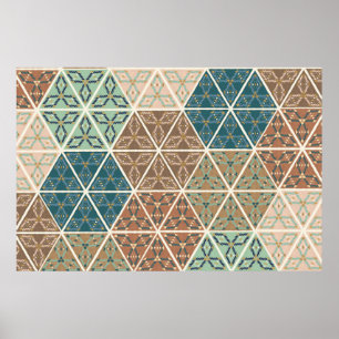 Outdoor Geo XI Blue & Green Tribal Pattern Poster