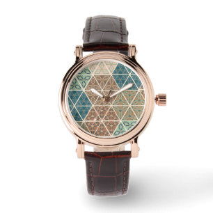 Outdoor Geo XI Blue & Green Tribal Pattern Watch