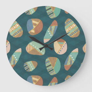 Outdoor Geo XII Blue & Green Geometric Pattern Large Clock