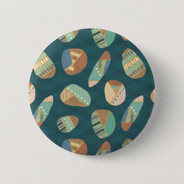 Outdoor Geo XII | Blue & Green Geometric Pattern Pinback Button (Front)