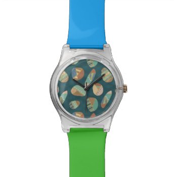 Outdoor Geo Xii | Blue & Green Geometric Pattern Watch by wildapple at Zazzle