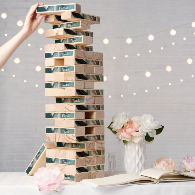 Outdoor Giant Topple Tower Game TrendAbstract Blue (Wedding)