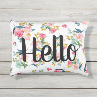 Outdoor Hello Floral Pillow
