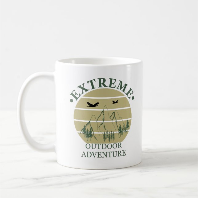 Outdoor hiking adventure pine trees in forest coffee mug (Left)