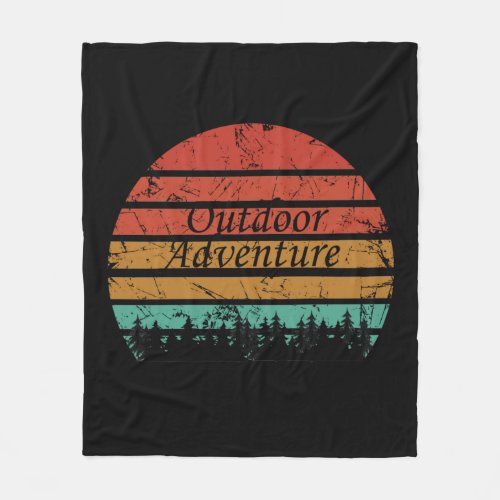 Outdoor hiking adventure vintage retro sunset fleece blanket