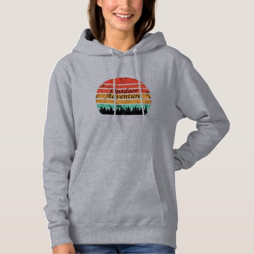 Outdoor hiking adventure vintage retro sunset hoodie