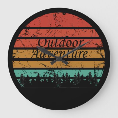 Outdoor hiking adventure vintage retro sunset large clock