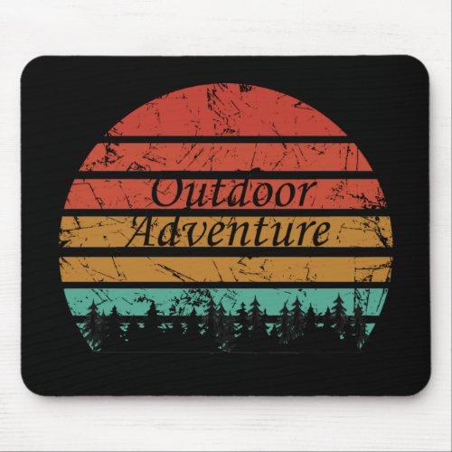 Outdoor hiking adventure vintage retro sunset mouse pad