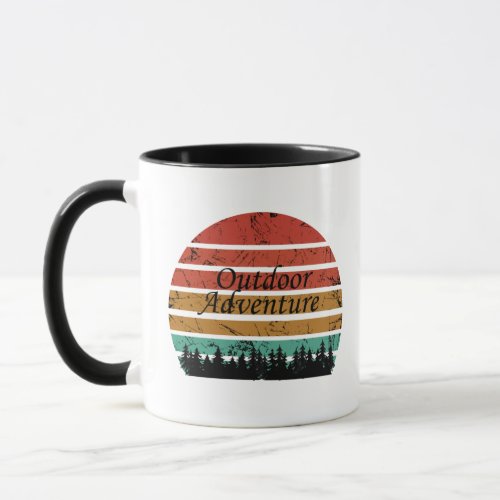 Outdoor hiking adventure vintage retro sunset mug