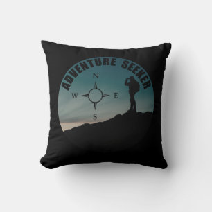 Outdoor hiking seeker for hikers throw pillow