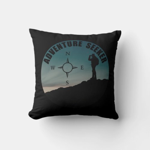 Outdoor hiking seeker for hikers throw pillow