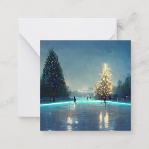 Outdoor ice skating rink in the country note card