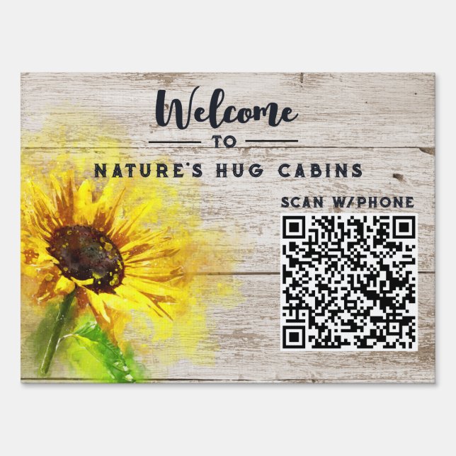 *~* Outdoor Lawn QR  Welcome Sign AP49 Cabin (Back)