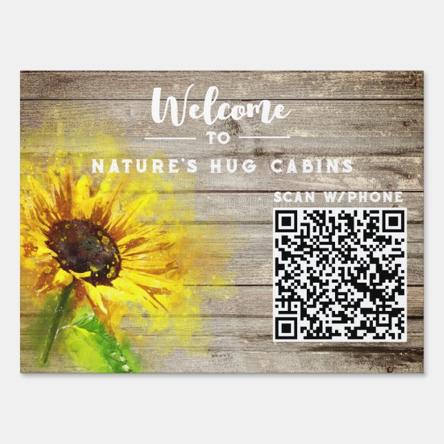*~* Outdoor Lawn  Welcome Sign AP49 QR Cabin (Front)