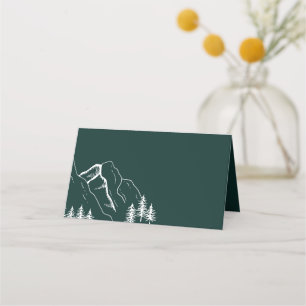Outdoor Mountain Pine Tree Wedding Blank Place Card