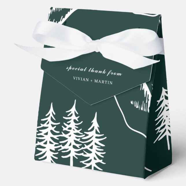 Outdoor Mountain Pine Tree Wedding Favor Boxes (Front)