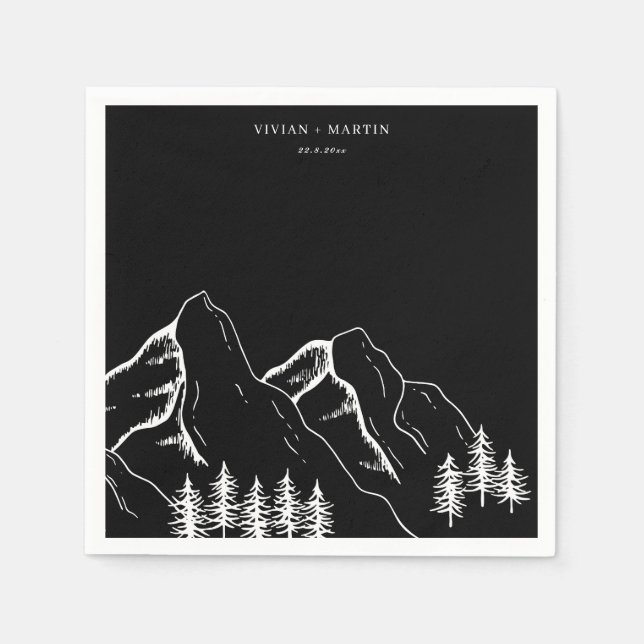 Outdoor Mountain Pine Tree Wedding Napkins (Front)