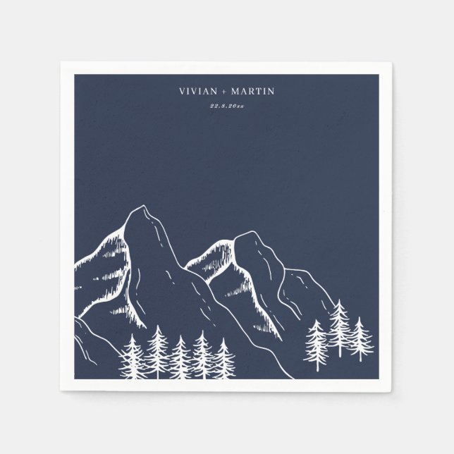 Outdoor Mountain Pine Tree Wedding Napkins (Front)