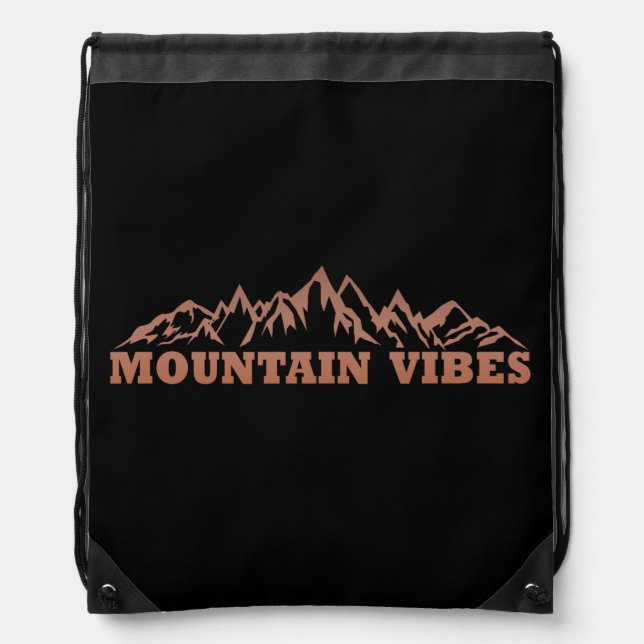 Outdoor mountain vibes adventure drawstring bag (Front)