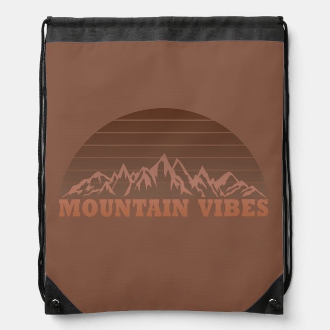 Outdoor mountain vibes hiking lover drawstring bag (Front)