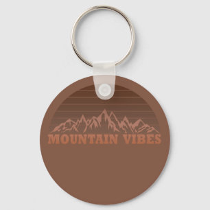 Outdoor mountain vibes vintage retro sunset keychain