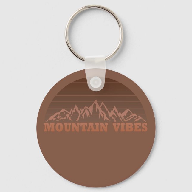 Outdoor mountain vibes vintage retro sunset keychain (Front)