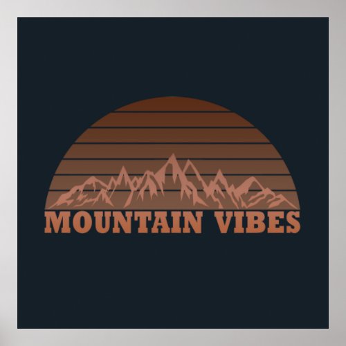outdoor mountain vibes vintage retro sunset poster
