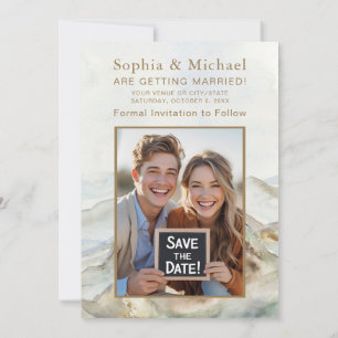 Outdoor Mountain Watercolor Wedding Save the Date