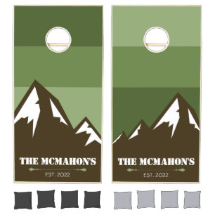 Outdoor Mountains in Green & Brown Cornhole Set