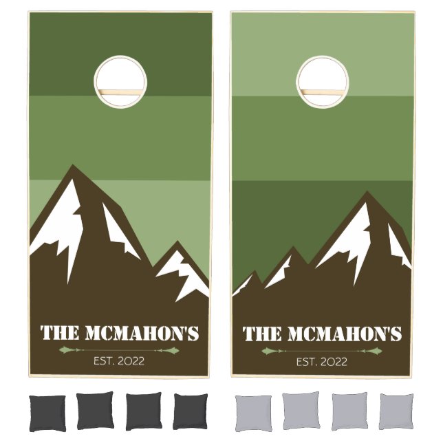 Outdoor Mountains in Green & Brown Cornhole Set (Set)