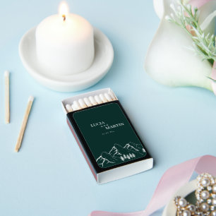 Outdoor Mountains Pine Tree Emerald Green Matchboxes