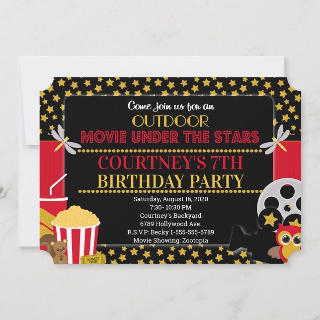 Outdoor Movie Ticket Invitation (Front)