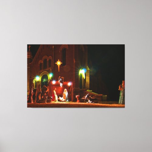 Outdoor nativity scene canvas print