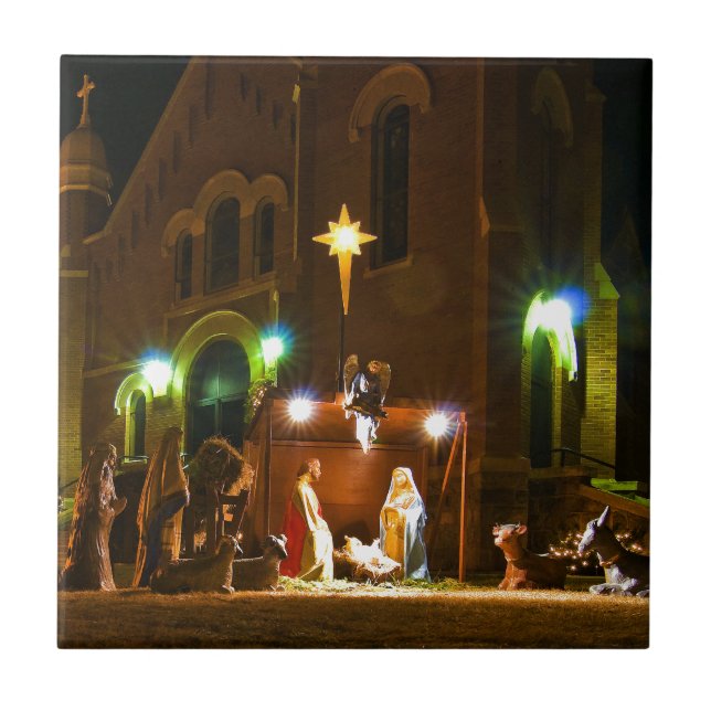 Outdoor nativity scene ceramic tile (Front)