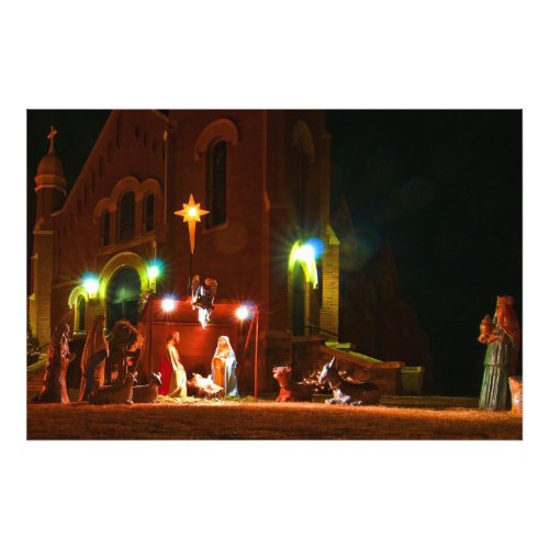 Outdoor nativity scene photo print