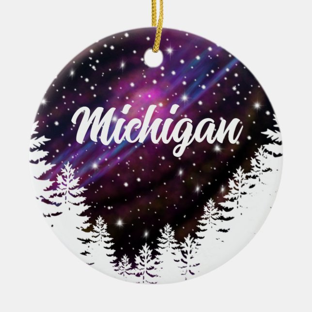 Outdoor nature night sky- customizable text  ceramic ornament (Front)
