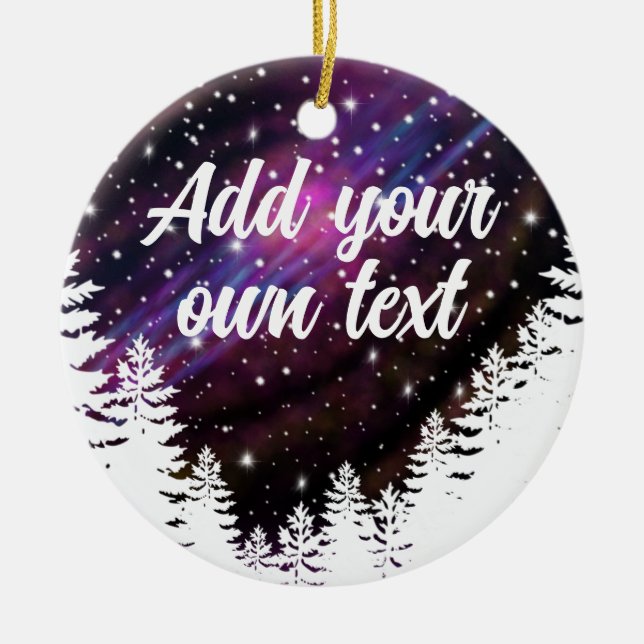 Outdoor nature night sky- customizable text  ceramic ornament (Front)