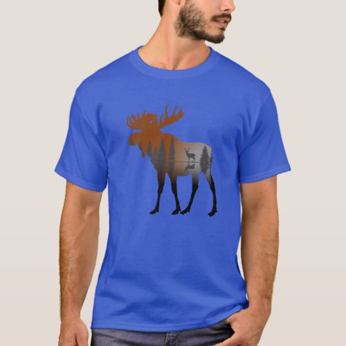 Outdoor Nature Trees Moose Deer Wildlife Forest An T_Shirt