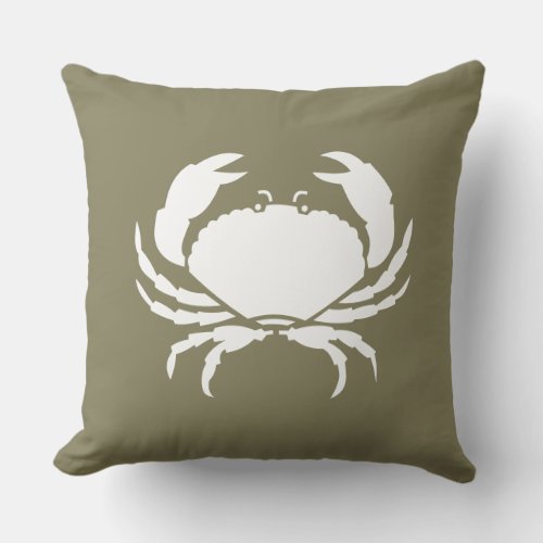 Outdoor Nautical  CRAB Marine taupe pillow