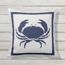 Outdoor Nautical CRAB Navy Blue on grey