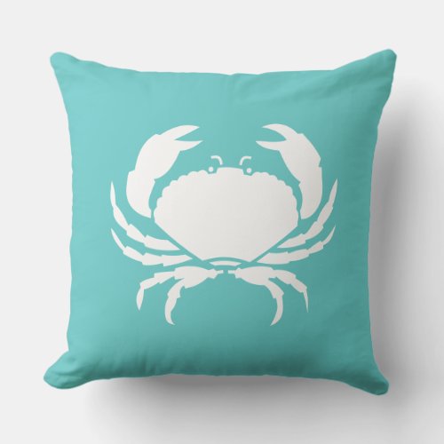 Outdoor Nautical  CRAB teal sea blue pillow