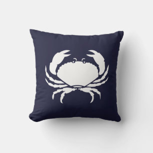Outdoor Nautical CRAB white navy reversable Outdoo Outdoor Pillow
