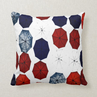 outdoor or indoor blue red white umbrellas throw pillow