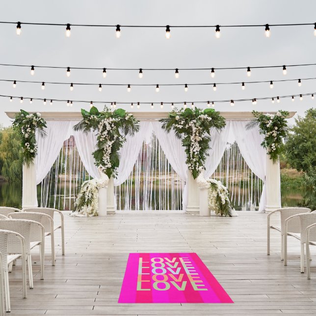 Outdoor or Indoor Wedding Pink and Red "LOVE" Outdoor Rug (Insitu (Wedding 1))