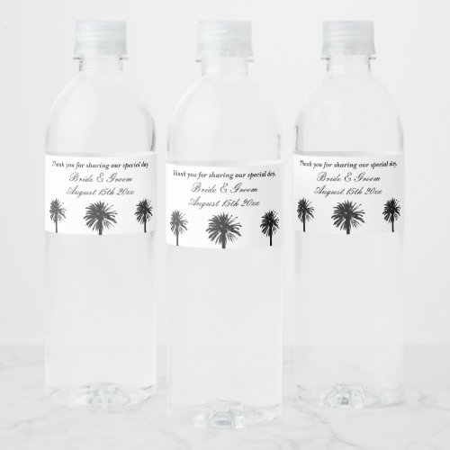 Outdoor palm beach marriage custom water bottles water bottle label